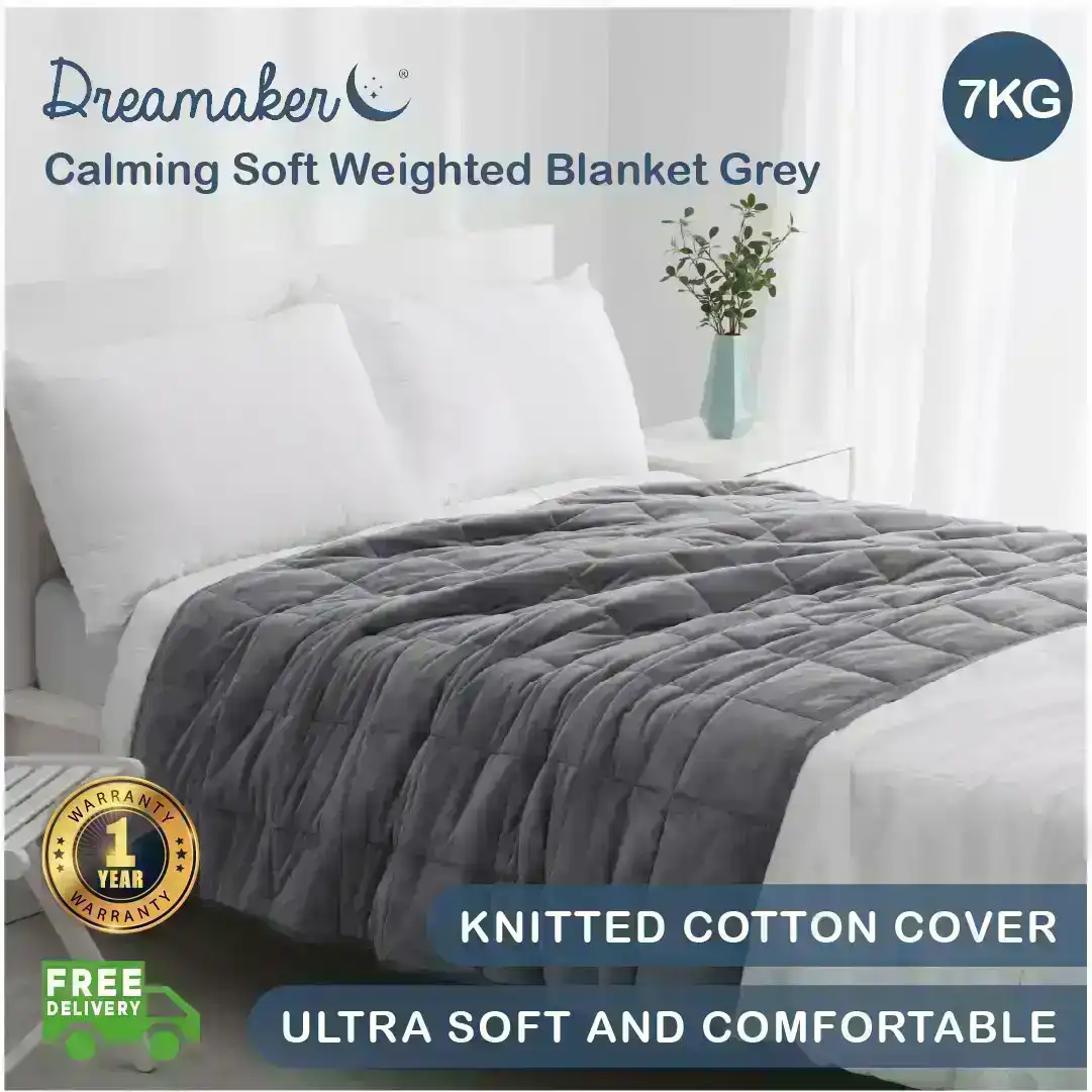 Dreamaker Calming Soft Weighted Blanket Grey 122x183cm 7kg