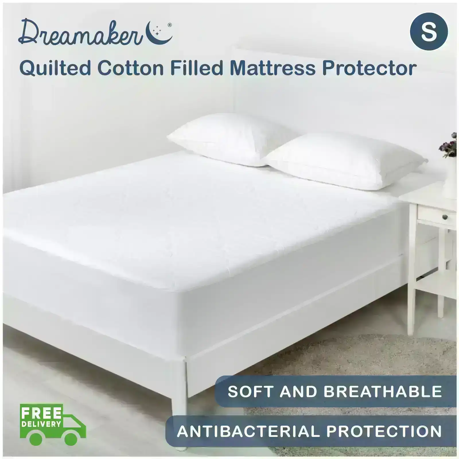 Dreamaker Quilted Cotton Filled Mattress Protector - Single Bed