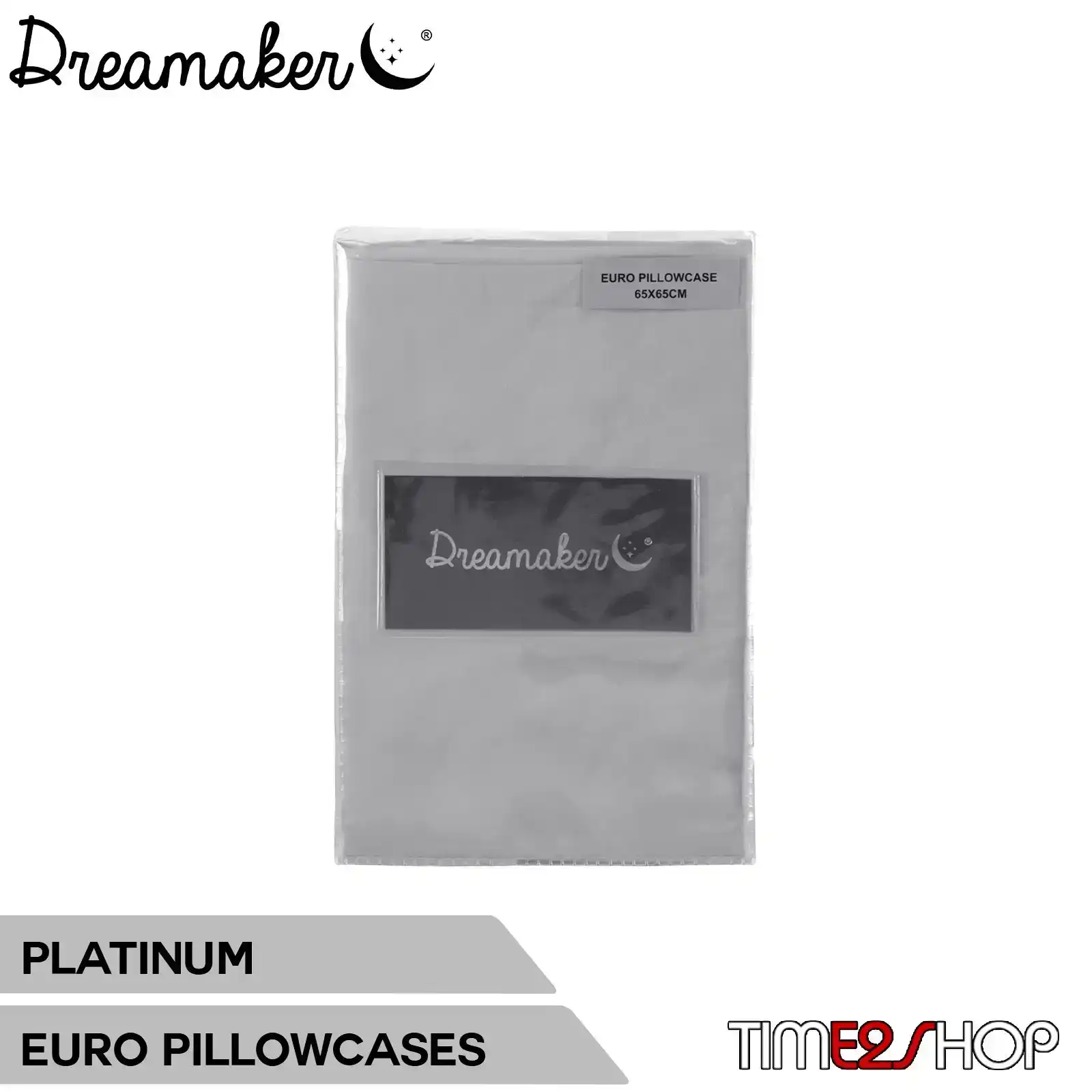 Dreamaker 1000Tc Cotton Sateen Euro Pillowcase Twin Pack Platinum
