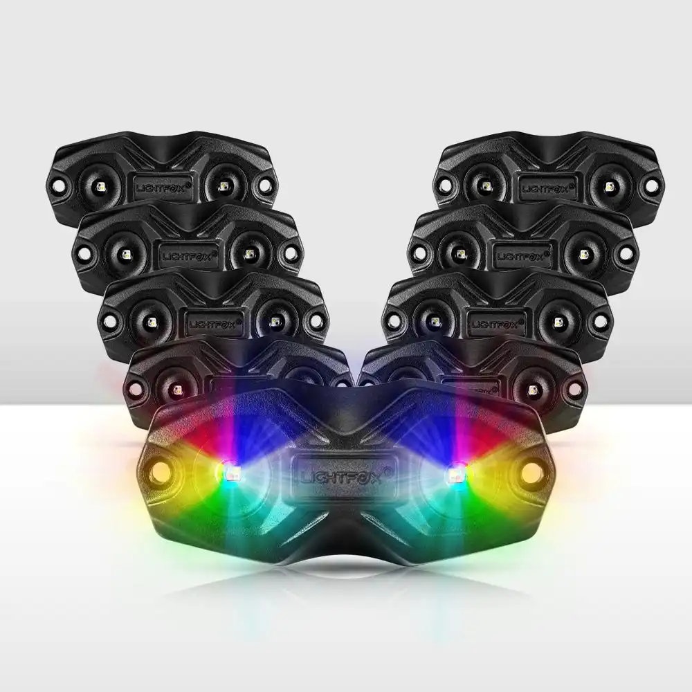 Lightfox RGBW LED Rock Lights - 8 Pack