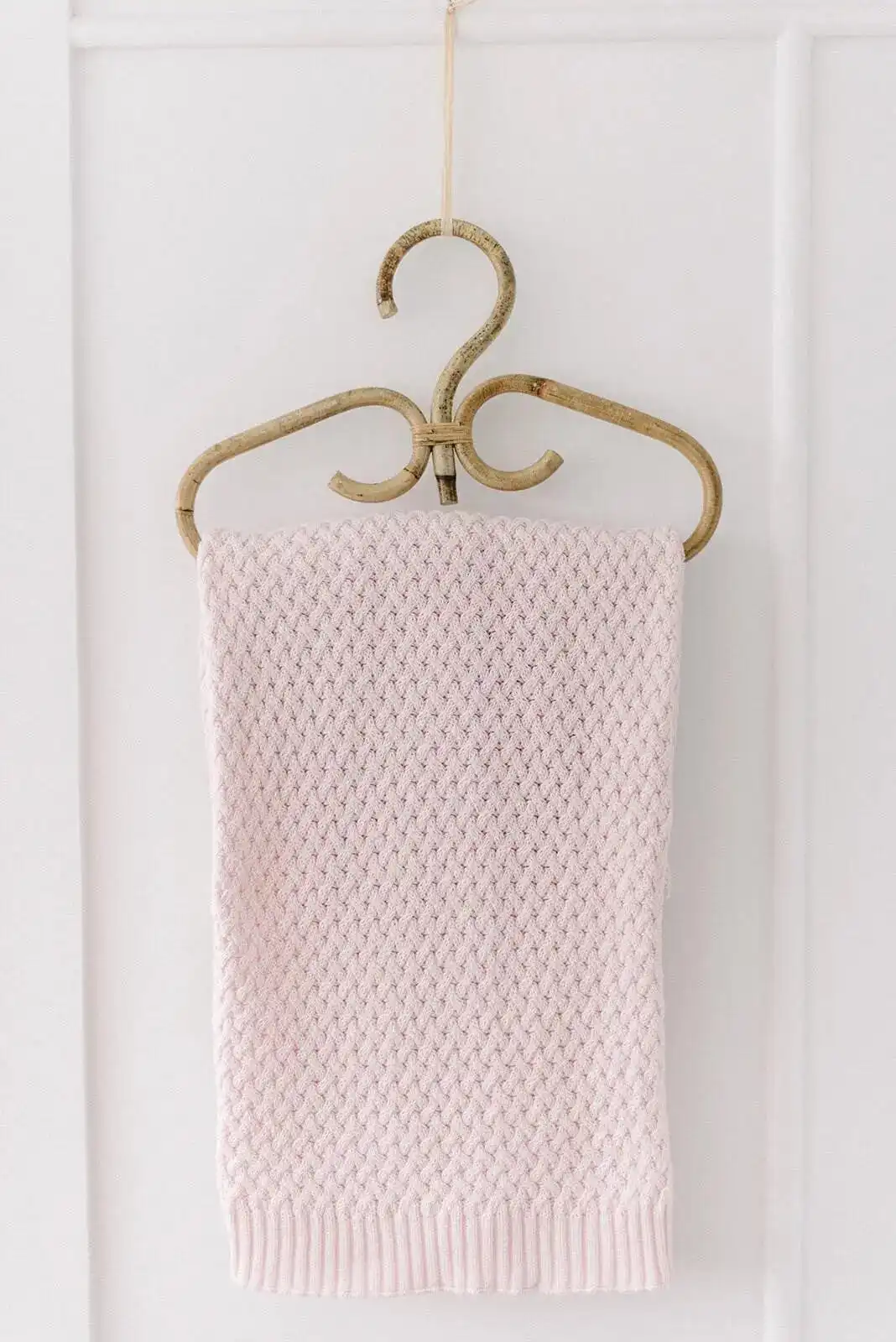 Blush Pink Diamond Knit Baby Blanket