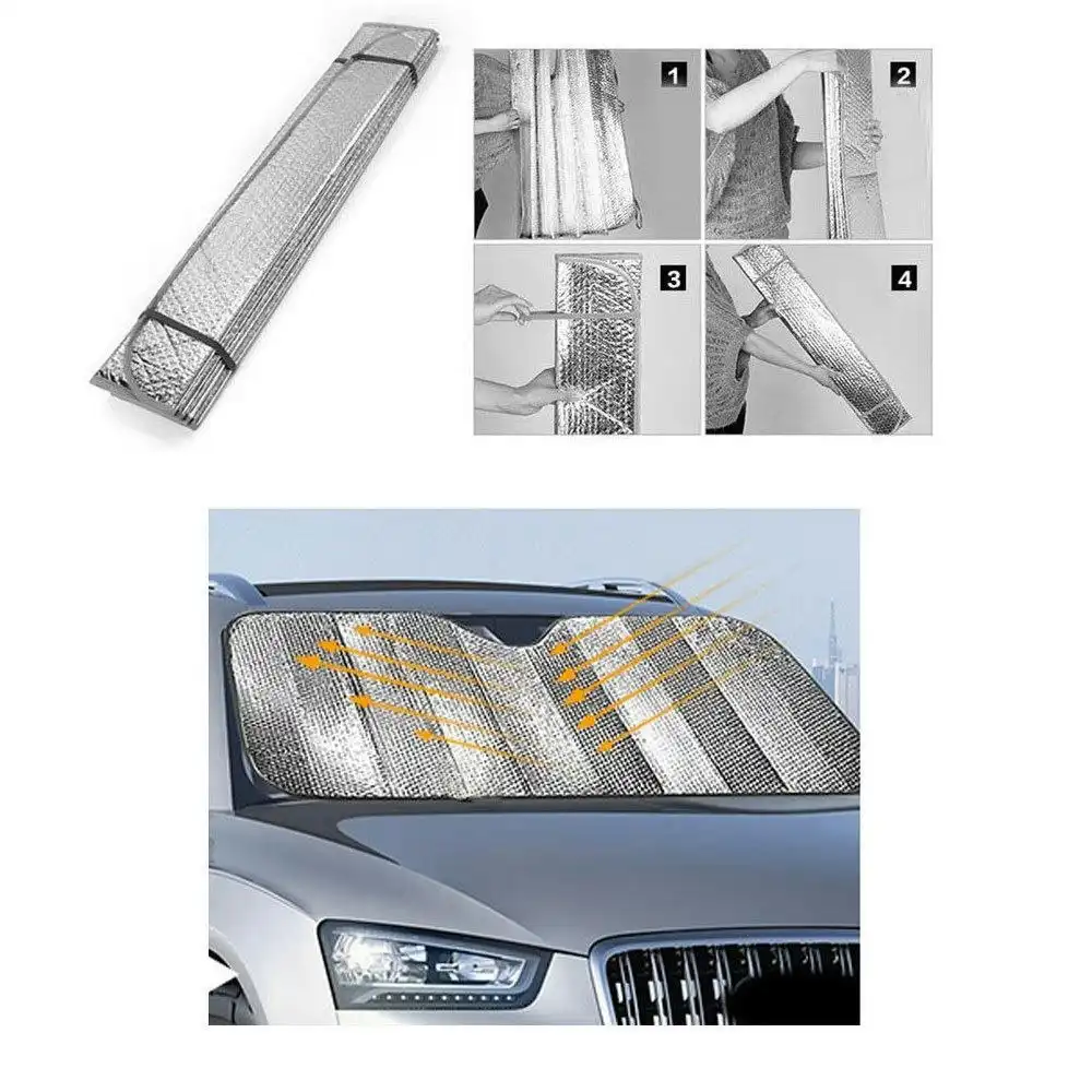 4PK Car Windscreen Sun Visor Reflective Shade Heat Interior Windshield Foldable