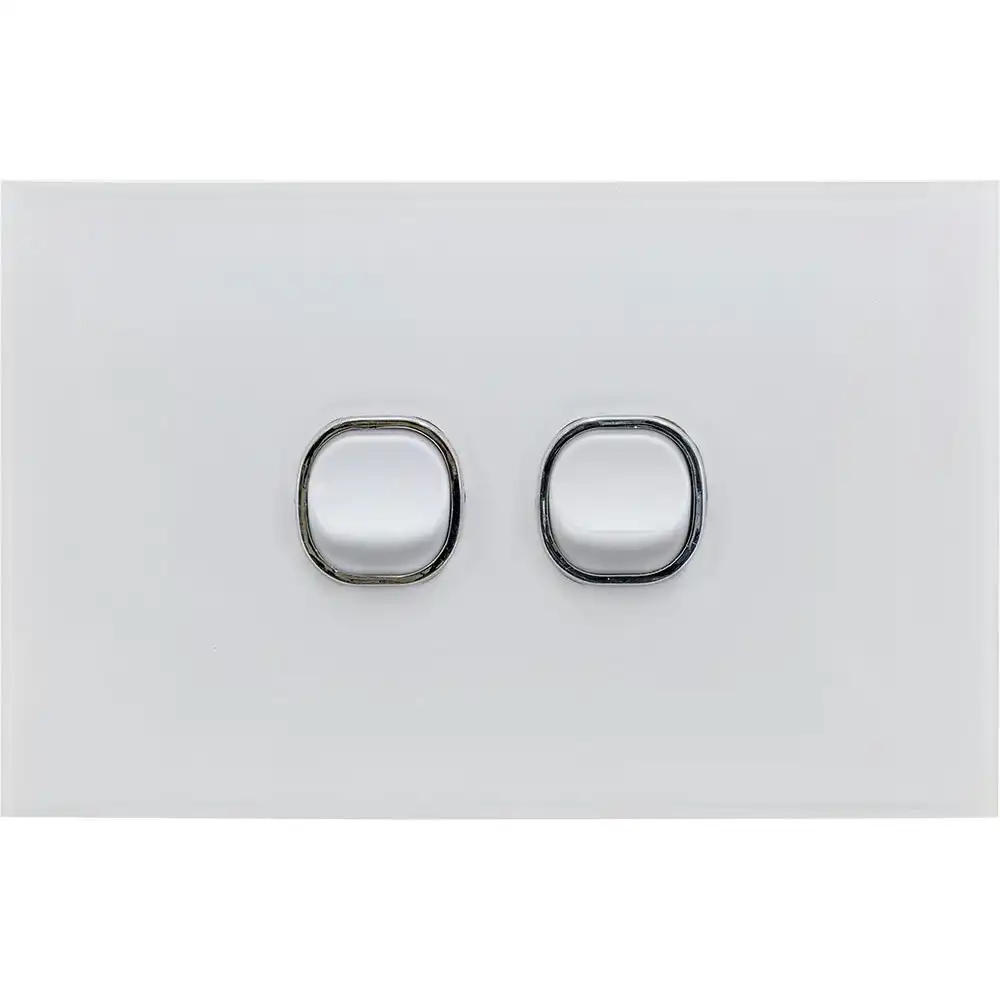 Doss ASW1 115mm Acrylic Wall Plate 2 Gang Light Power Switch 2 Way On/Off White