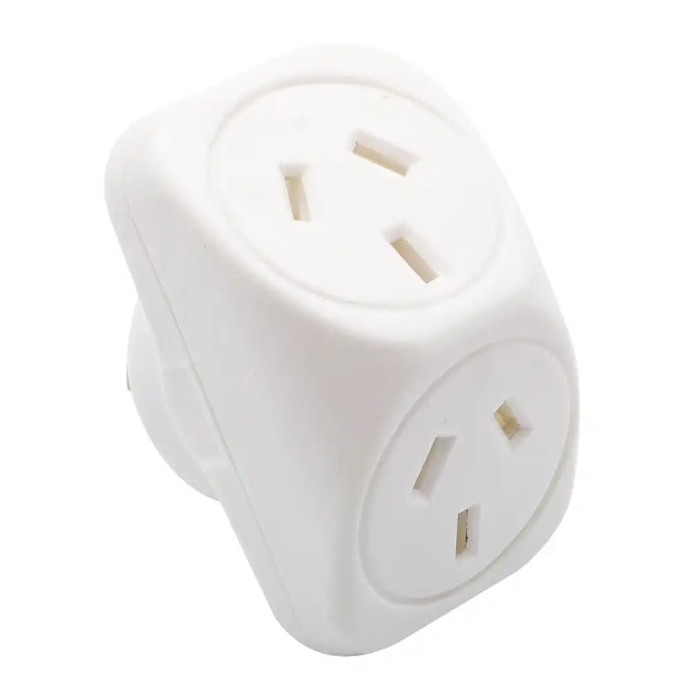 The Brute Power Co Double Adaptor Indoor Home Adapter Plug/Socket Angled White