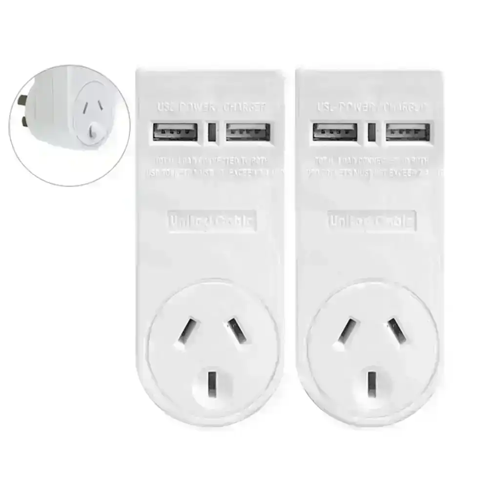 2PK Power 2.1 AMP Single Adapter & Dual USB Charger with Surge Protect f/Indoor
