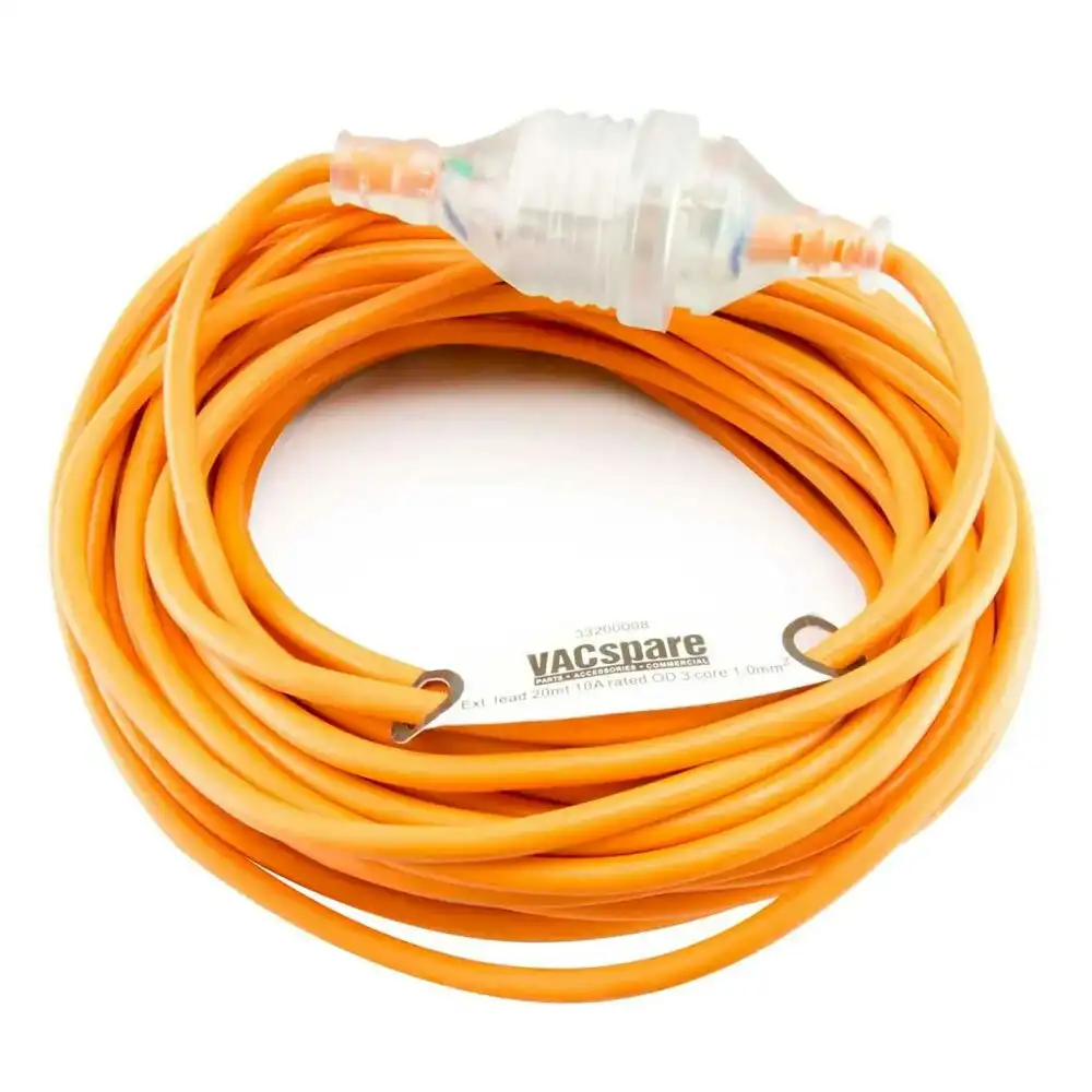 Vacspare 20m Core Extension Plug 3 Core 10AMP for Hako PV12 PV15 Vacuum Orange