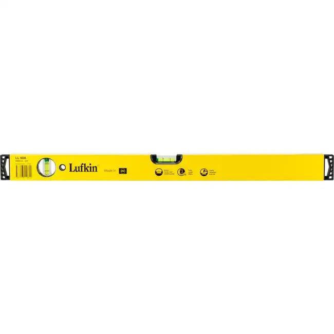 Lufkin LL60A 600mm 2 Acrylic Vial Spirit Level w/ Aluminium Frame Box Yellow