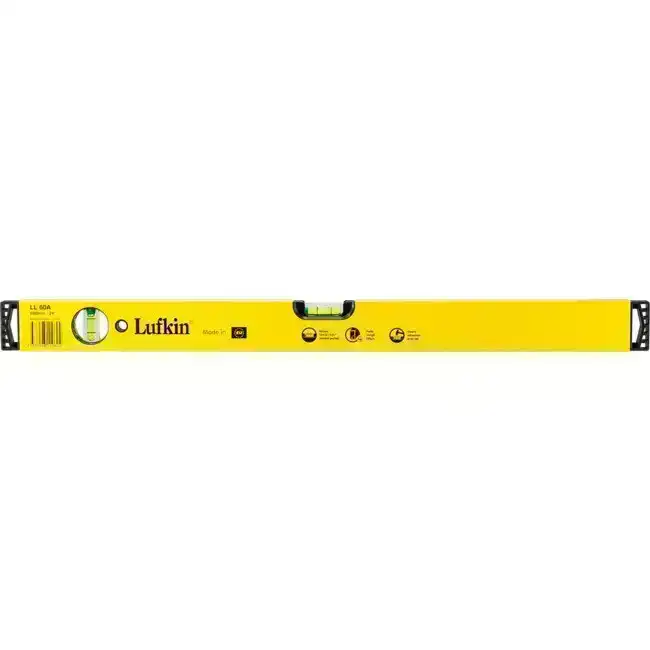 Lufkin LL60A 600mm 2 Acrylic Vial Spirit Level w/ Aluminium Frame Box Yellow
