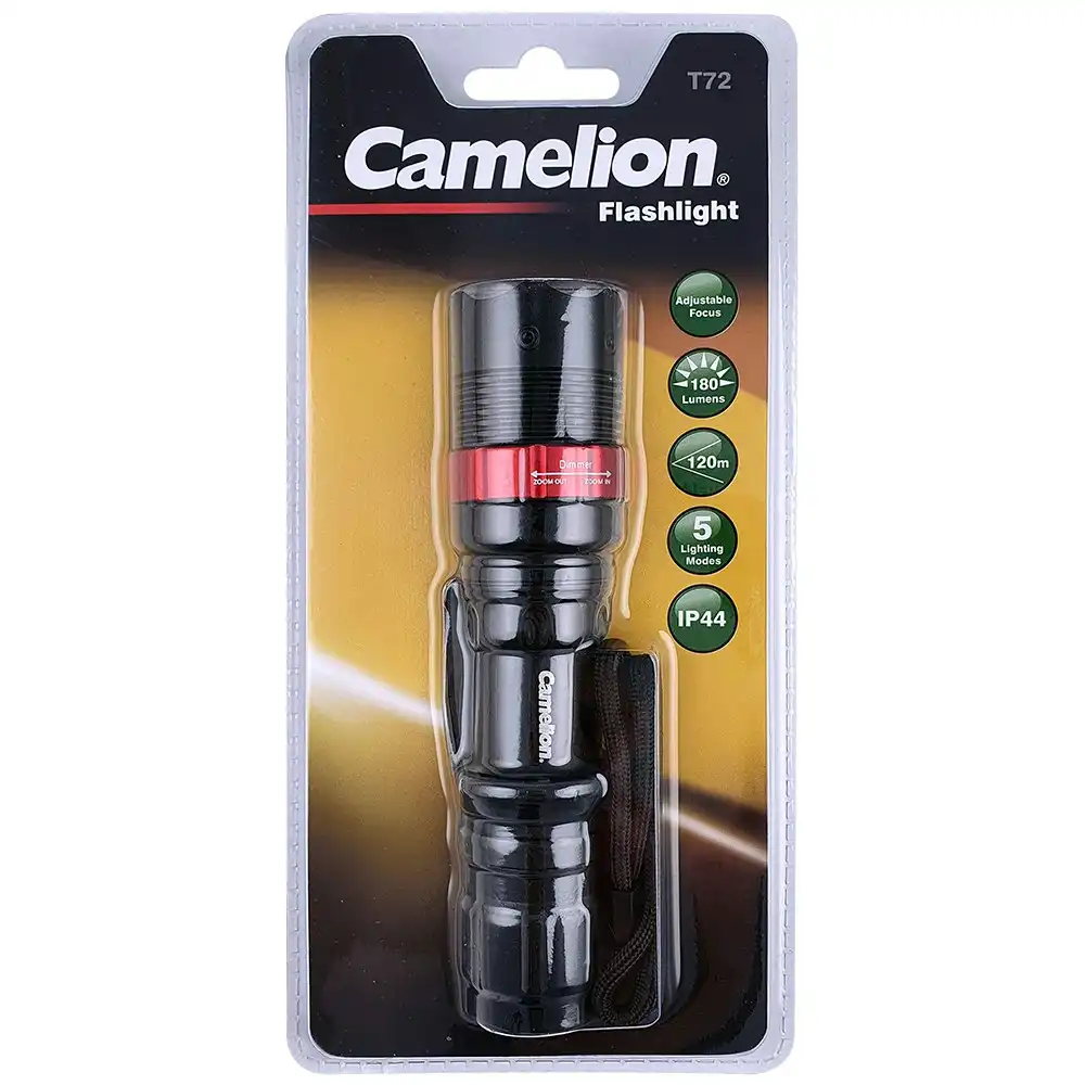 Camelion XML-T6 LED Light 180 Lumen IP44 Torch Flashlight w/3x AAA Battery Black