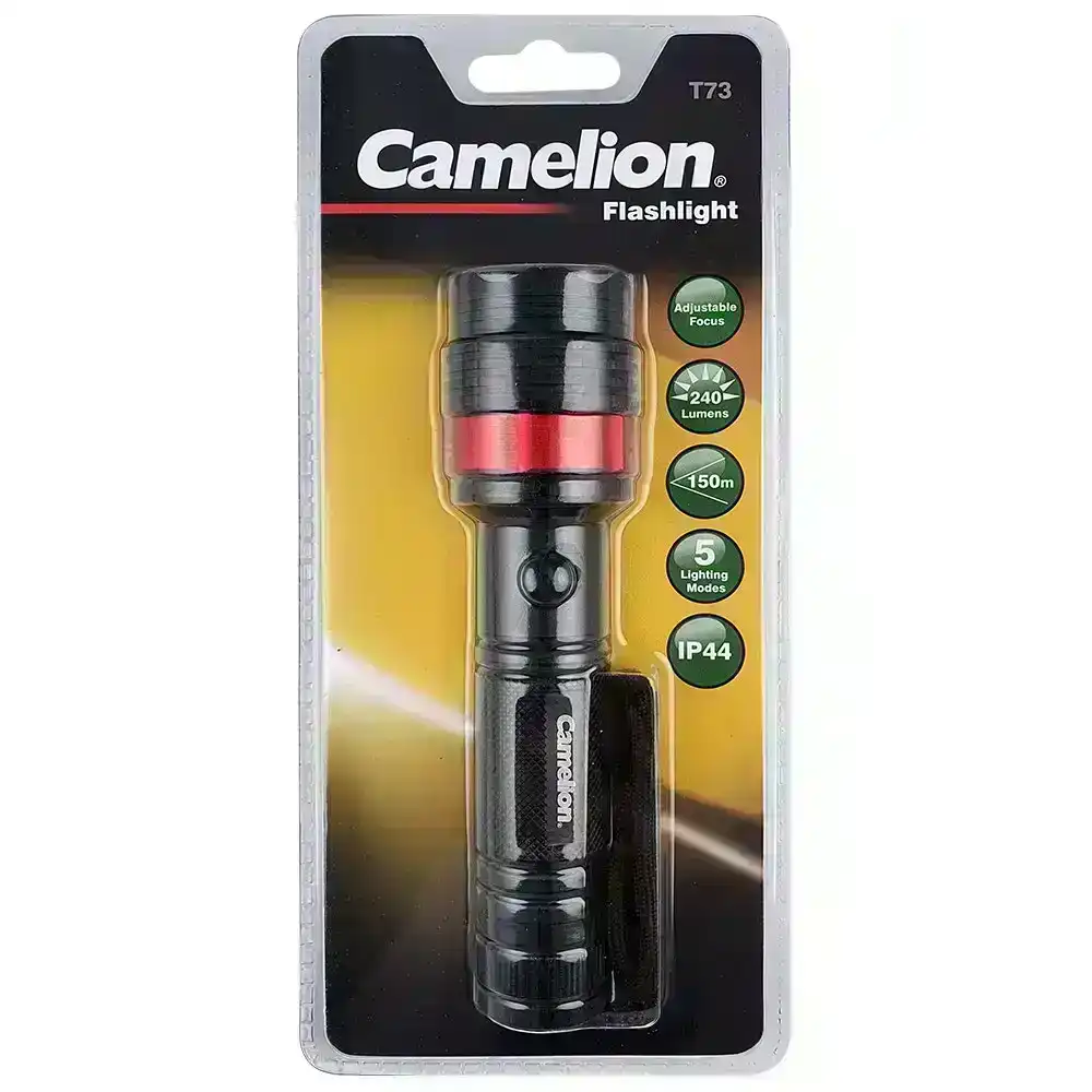 Camelion XML-T6 LED Light 240 Lumen IP44 Torch Flashlight w/3x AAA Battery Black