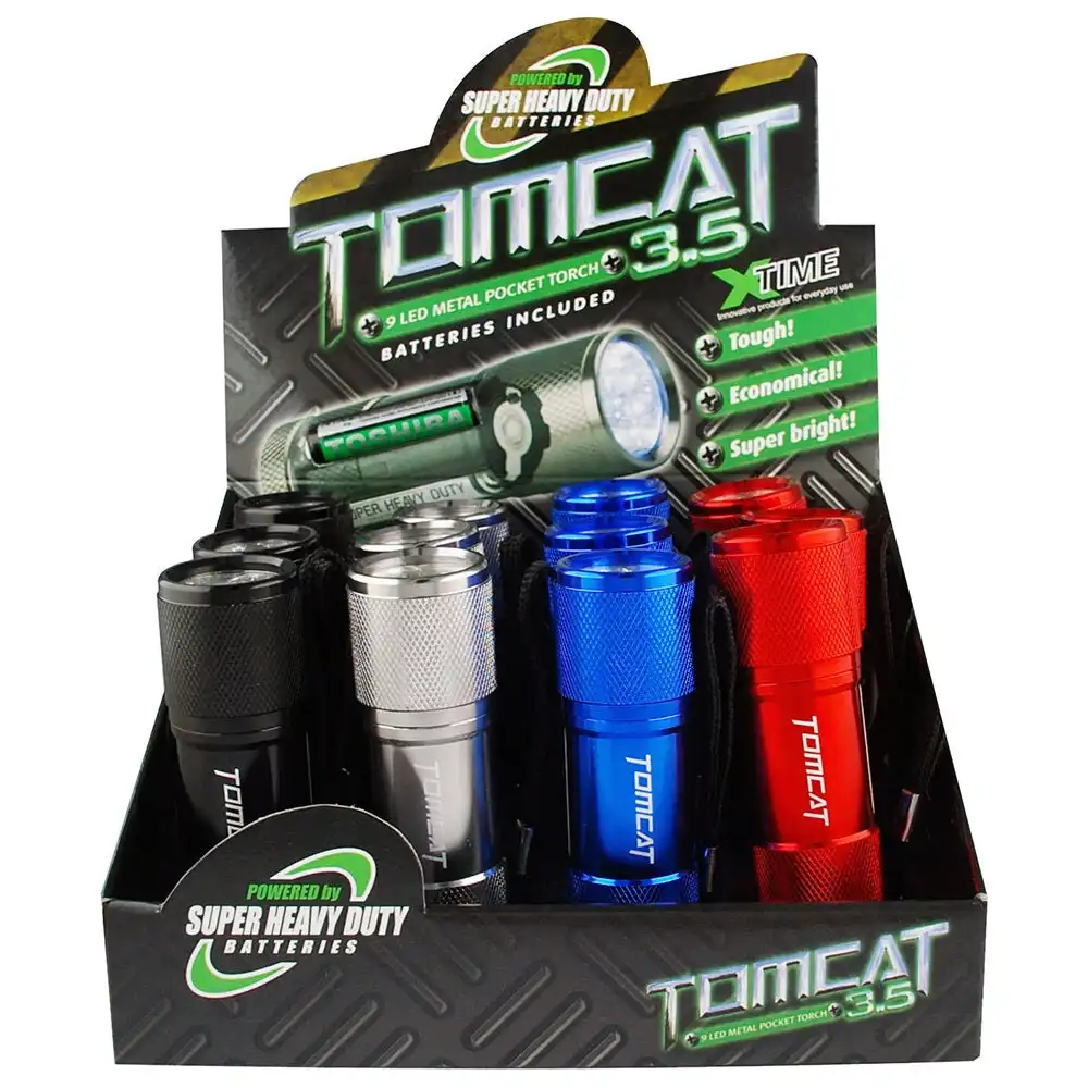 Tomcat 9-LED 8cm Aluminium Torch Light Camping Flashlight w/AAA Batteries Assort