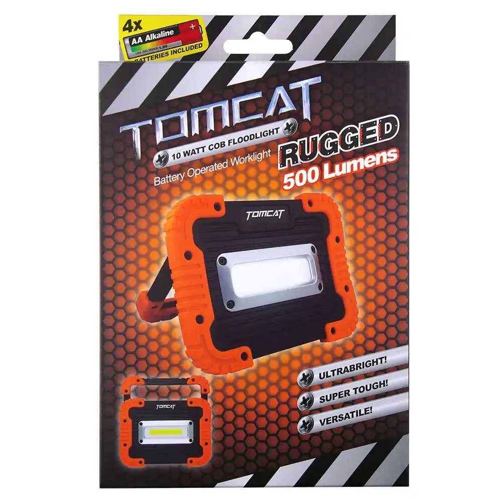 Tomcat 10W Rugged COB Floodlight/Worklight 500 Lumens Flood Light w/AA Batteries