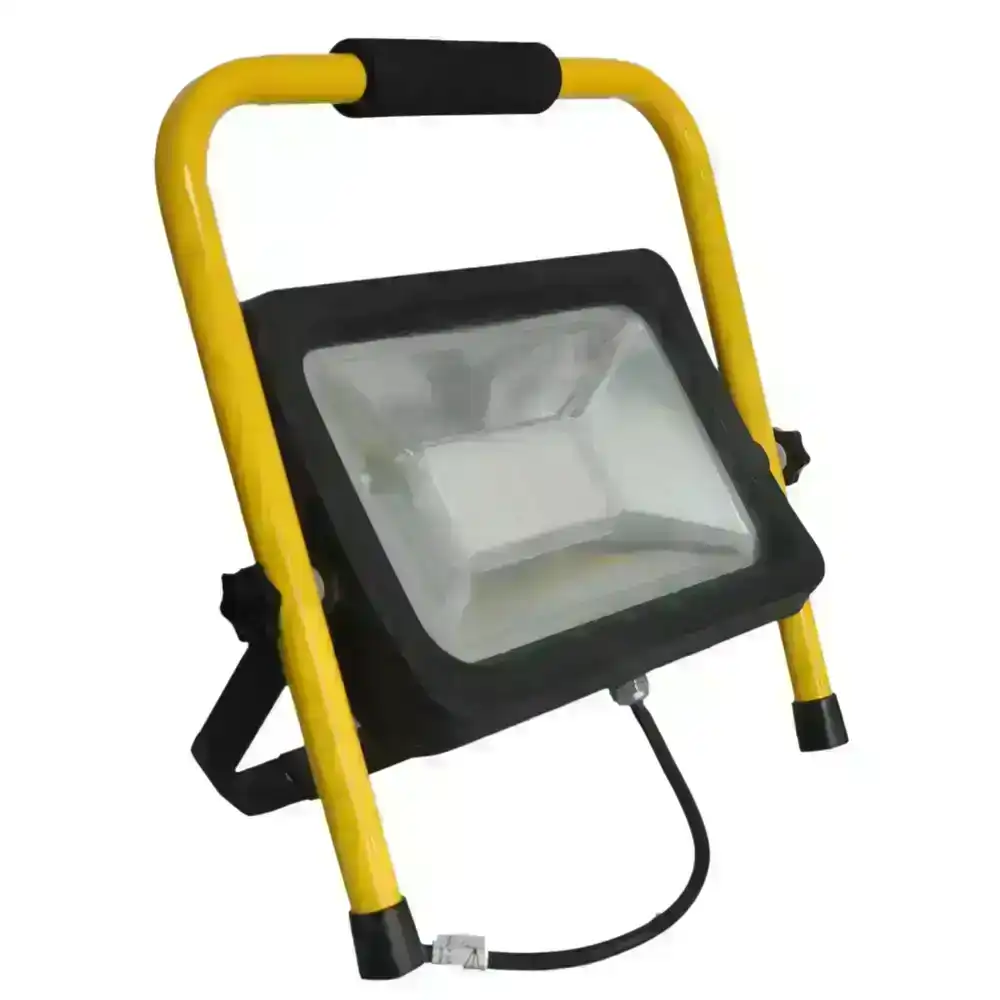 UltraCharge 50W LED Floodlight Cool White Outdoor Flood Light w/ Stand Yellow