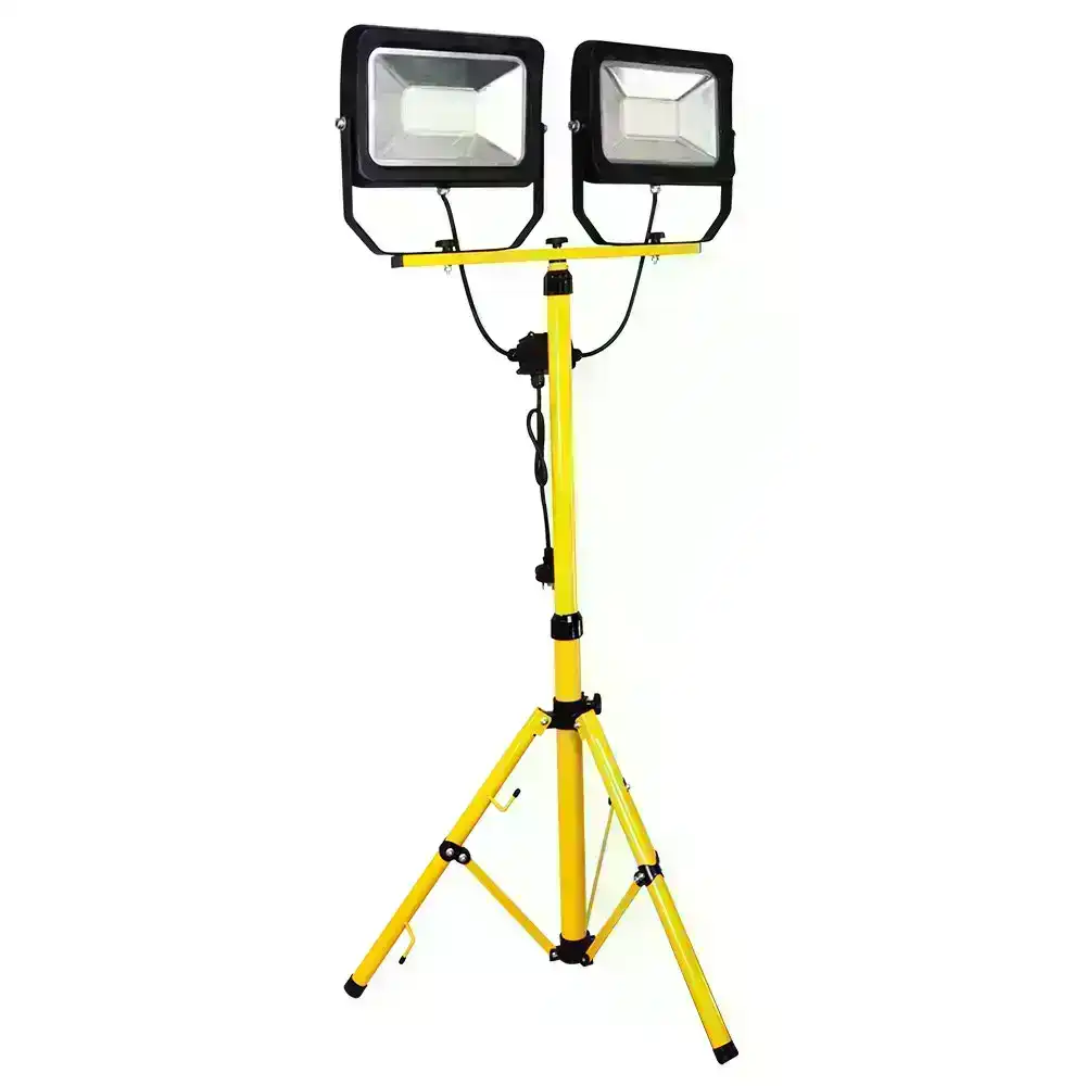 UltraCharge 2x 50W LED Twin Floodlight Outdoor Work/Flood Light w/ 1.6m Stand