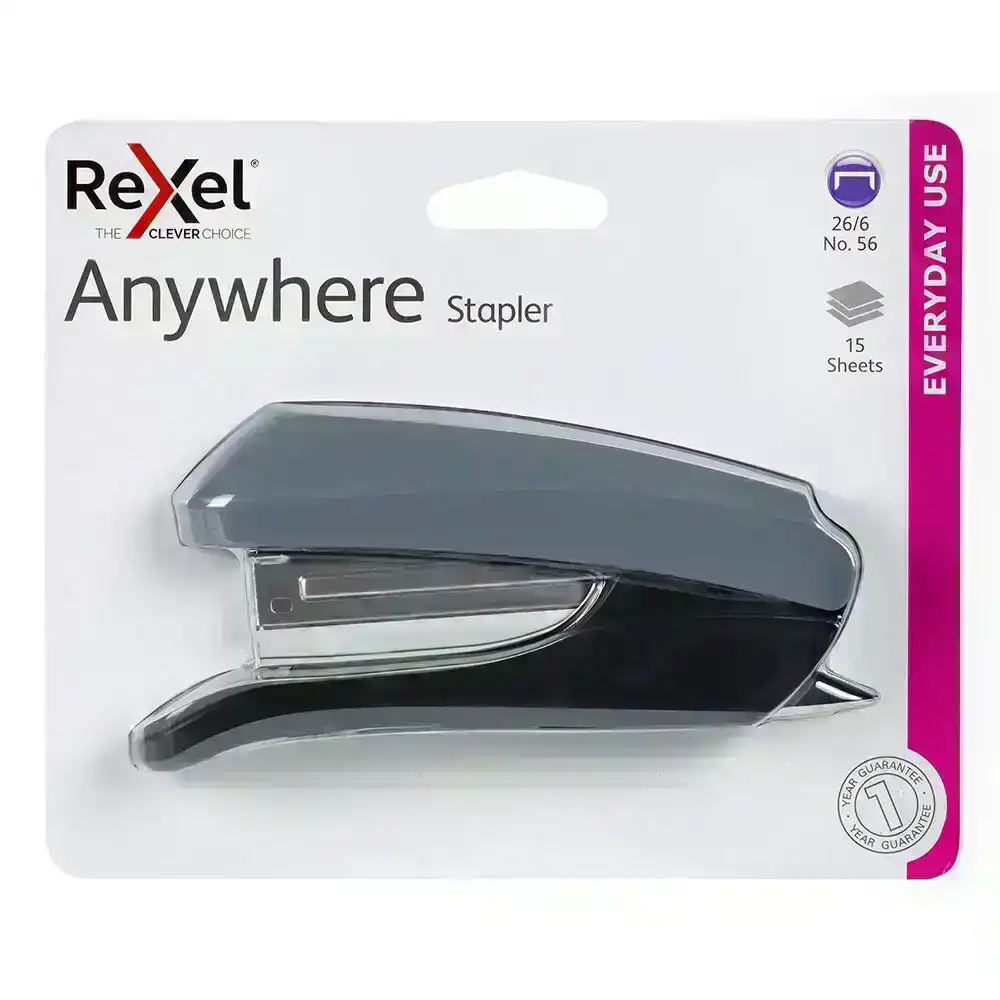 Rexel Anywhere 15 Sheets Half Strip Stapler Grey Home/Office/Work Stationery