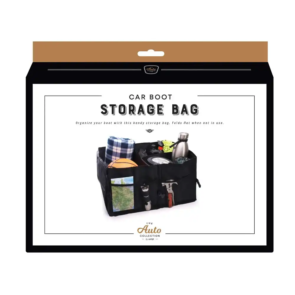 IS Gift 55cm Car Boot/Trunk Storage Bag/Box Compartment Handled Organiser Black