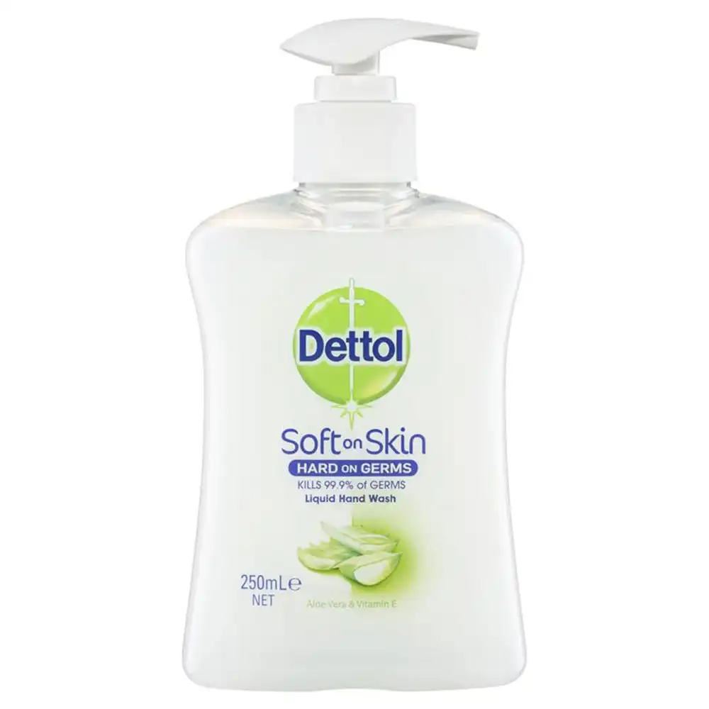Dettol 250ml Liquid Hand Care Wash Soap Antibacterial w Aloe Vera/Vitamin E Pump