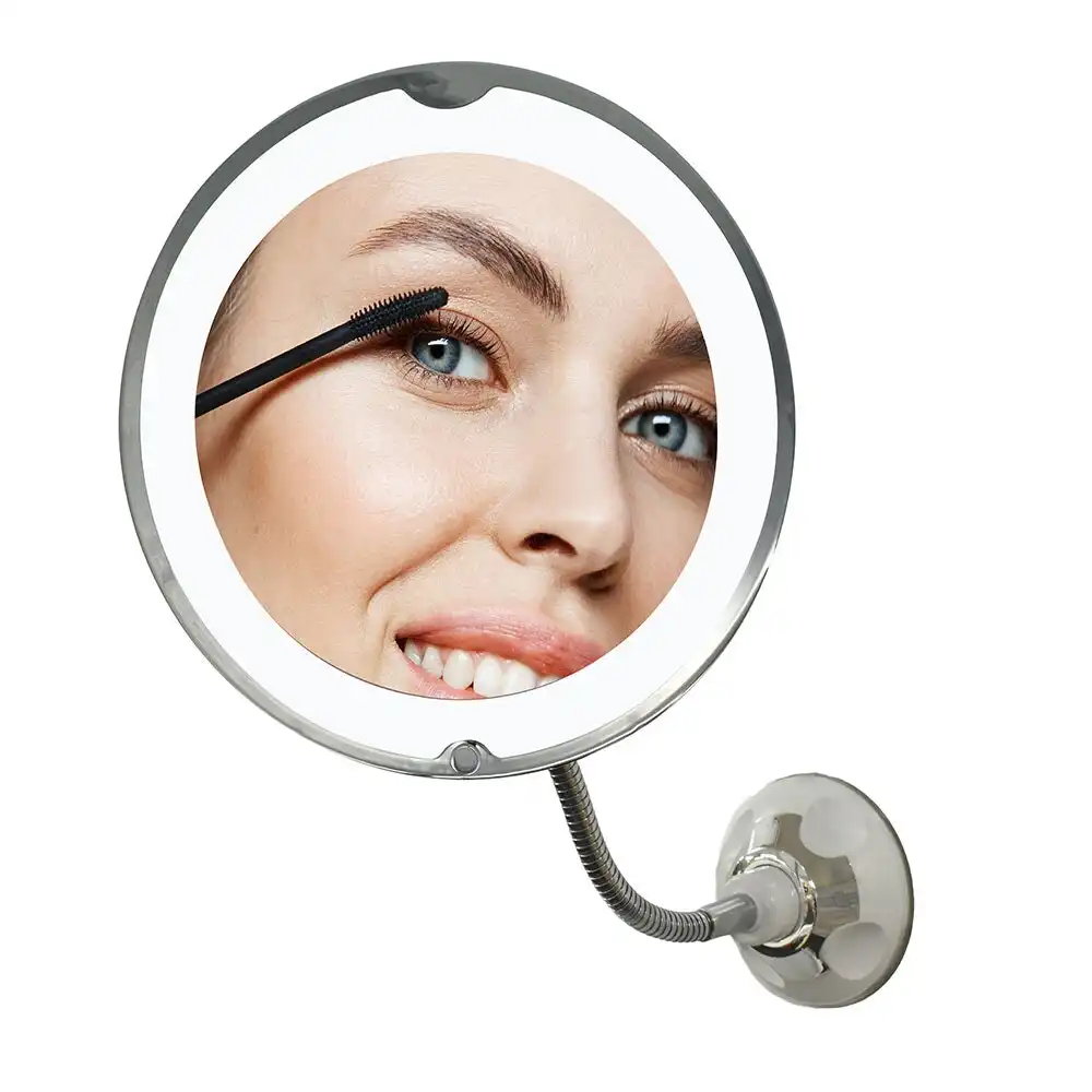 Flexible 20cm LED Makeup Beauty Mirror w/Suction 10x Magnification 360º Rotation