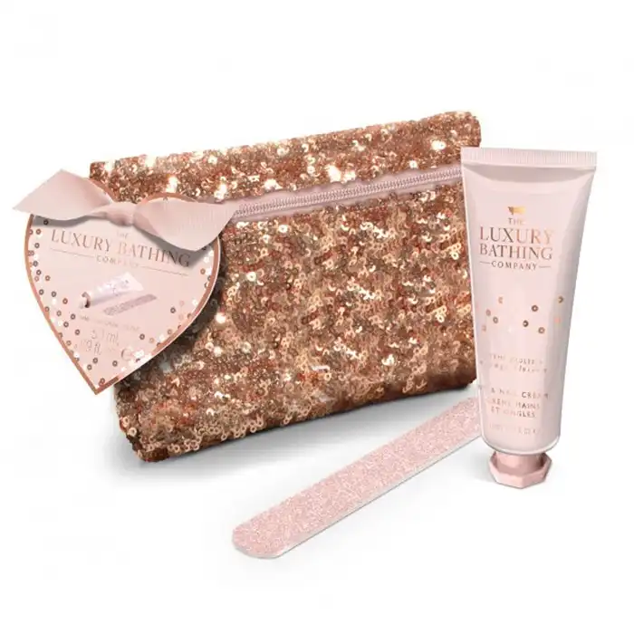 The Luxury Bathing Company Let It Go Sweet Vanilla Hand Cream w/Sequin Pouch Bag