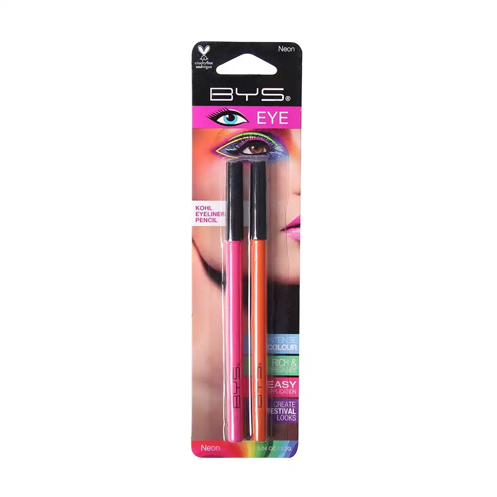 2pc BYS 1.2g Neon Eyeliner Pencil Duo Cosmetics Women Beauty Makeup Pink/Orange