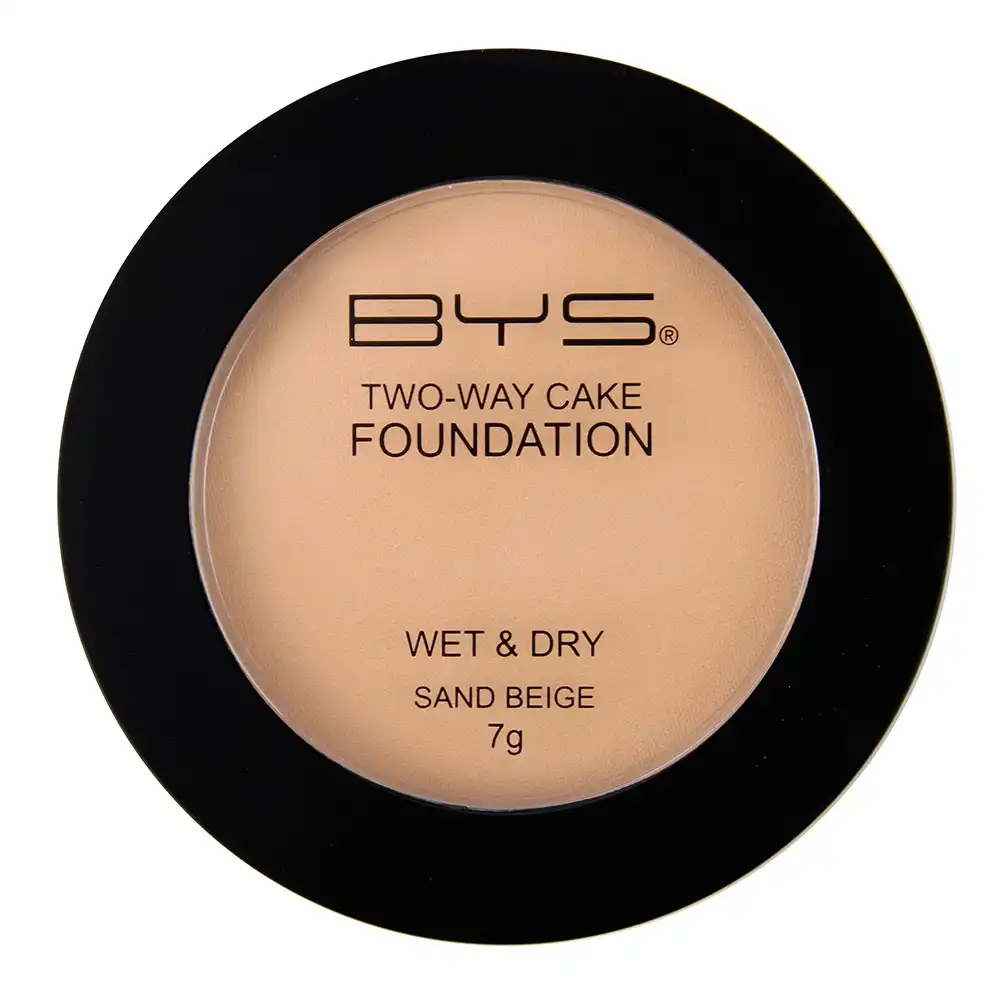 BYS Two-Way Wet/Dry 7g Cake Foundation Face Makeup Beauty Cosmetics Sand Beige