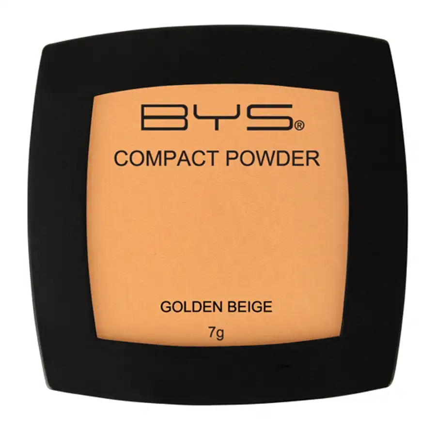 BYS Compact 7g Powder Face Makeup Women Cosmetics Light Coverage Golden Beige
