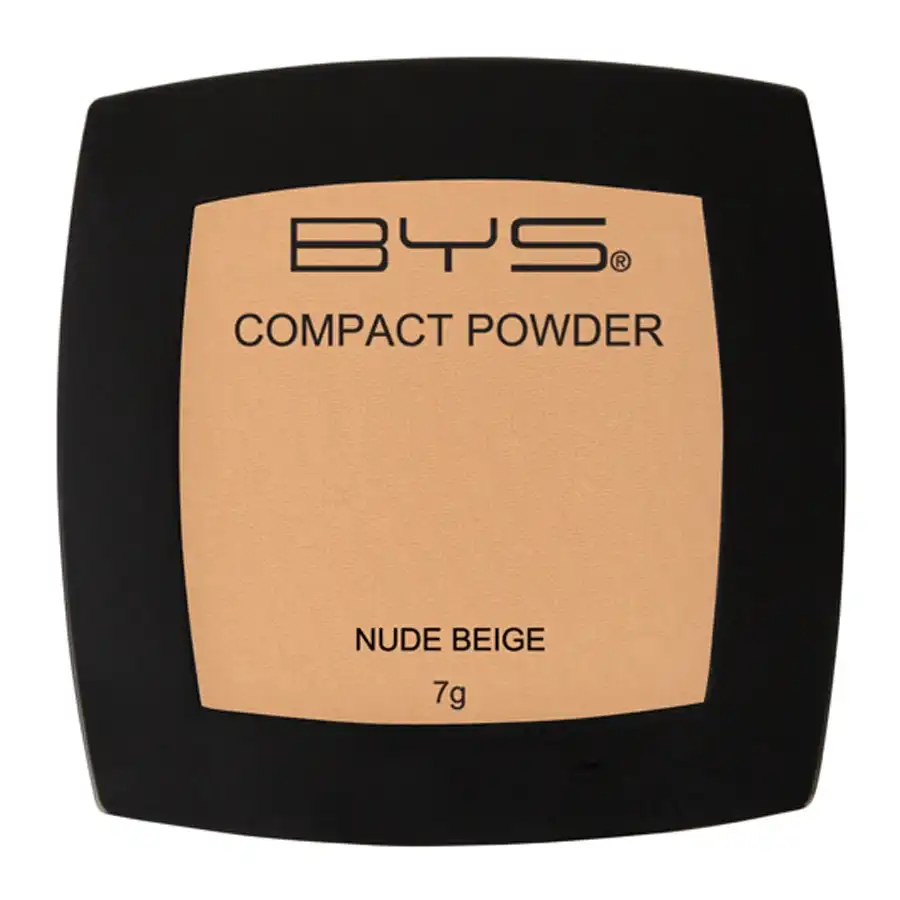 BYS Compact 7g Powder Face Makeup Women Cosmetics Light Coverage Nude Beige