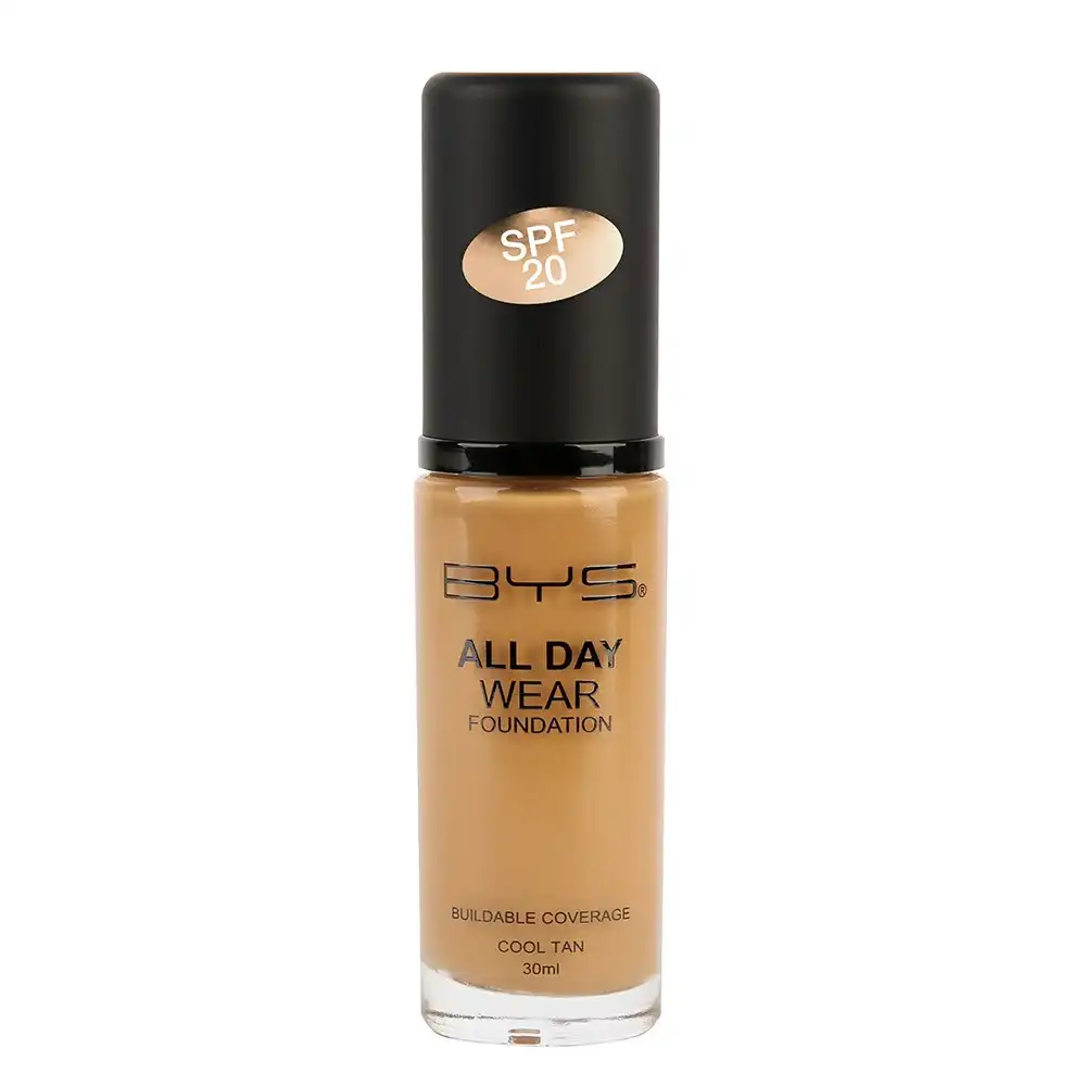 BYS 30ml All Day Wear SPF20 Liquid Foundation Makeup Buildable Coverage Cool Tan