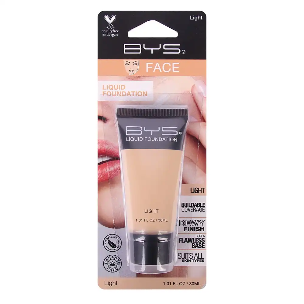 BYS 30ml Tube Liquid Foundation Face Makeup Cosmetic Buildable Coverage Light