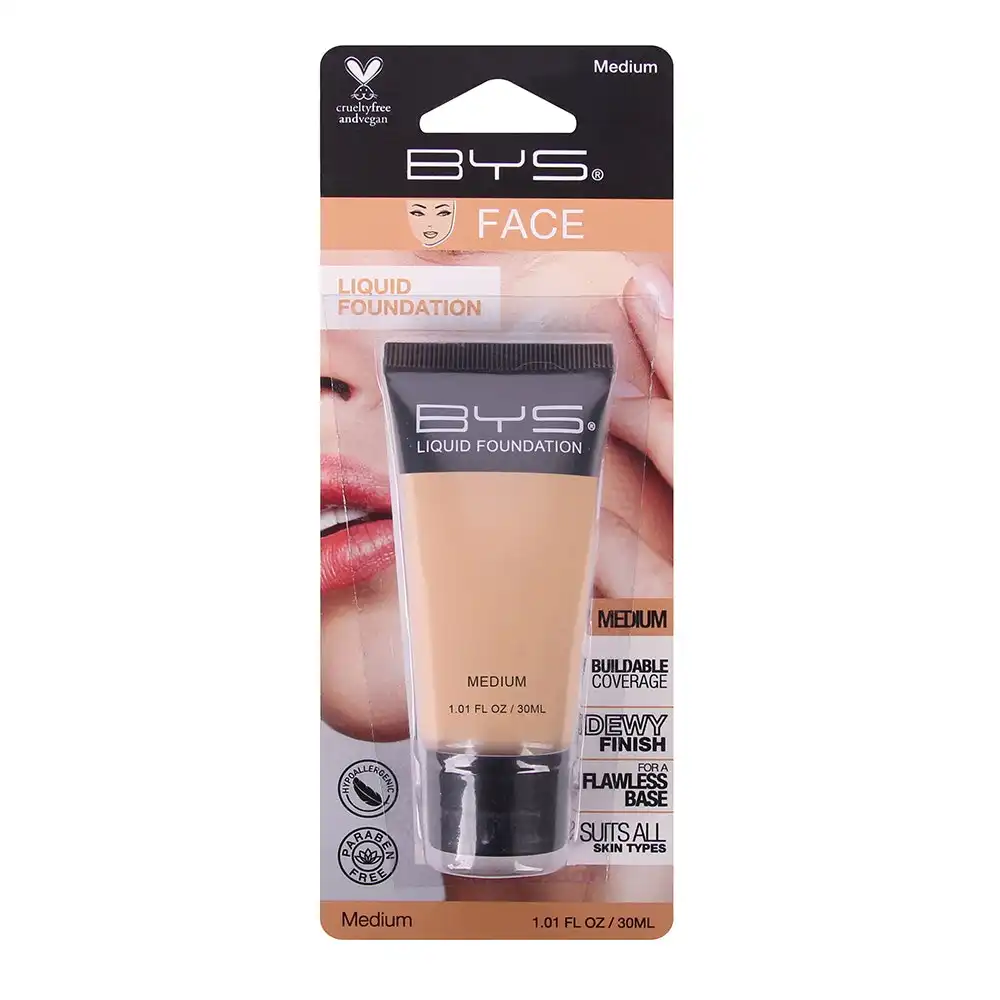 BYS 30ml Tube Liquid Foundation Face Makeup Cosmetic Buildable Coverage Medium