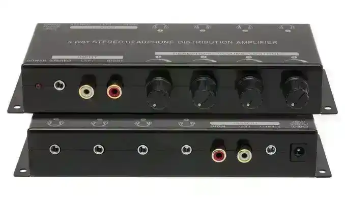Pro2 PRO1340 4 way Stereo Headphones Amplifier Distribution 3.5mm/ RCA/4 Zones
