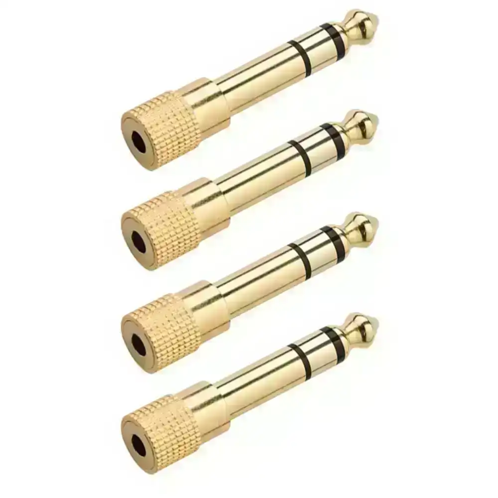 4PK Westinghouse Stereo Jack Adapter 3.5mm Female to 6.3mm Male Plug Gold Plated