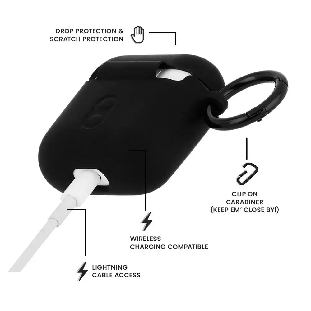 Case-Mate Hookups Case/Cover for Apple AirPods with Ring Clip/Neck Strap Black