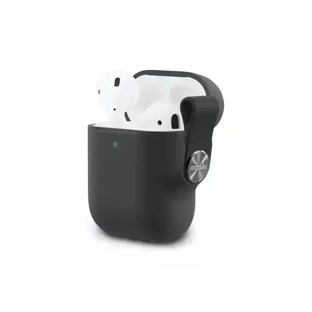 Moshi Pebbo Case Holder Cover for AirPods w/Detachable Wrist Strap Black
