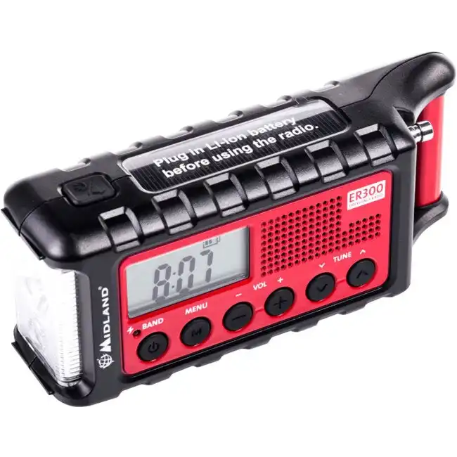 Midland Emergency Crank AM/FM Radio Torch Portable w/ Powerbank/USB Port Music
