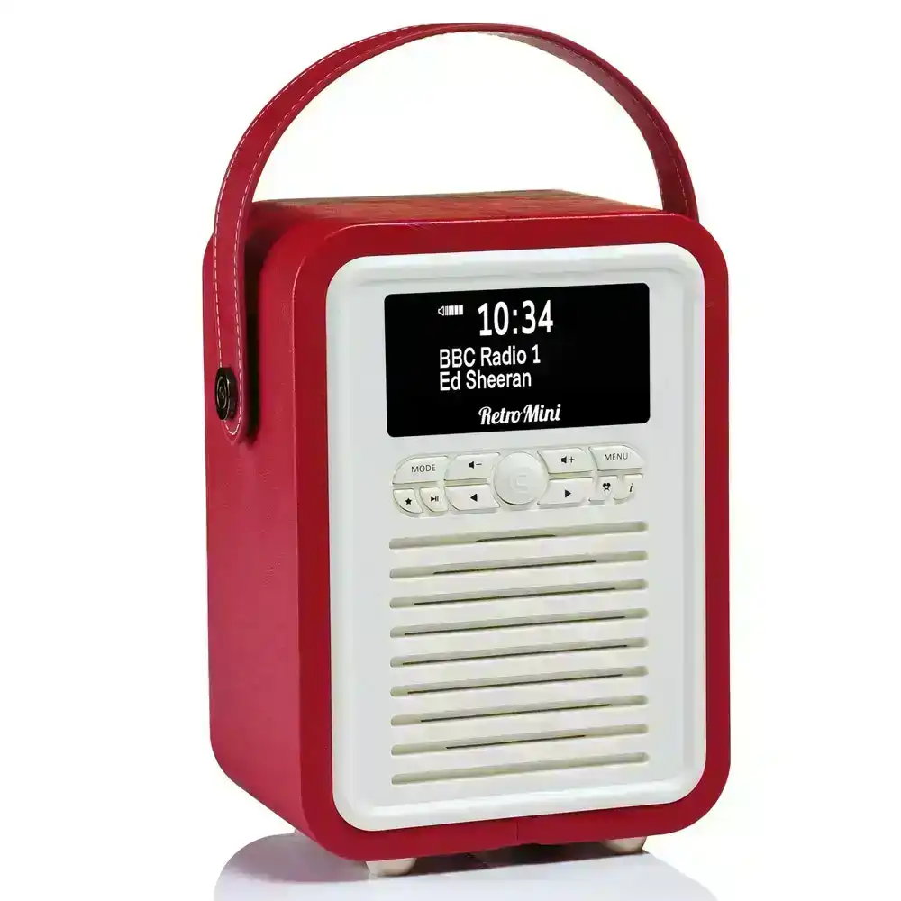 VQ Retro Mini DAB+ Digital FM Portable Radio/Bluetooth Speaker Red Music/Audio