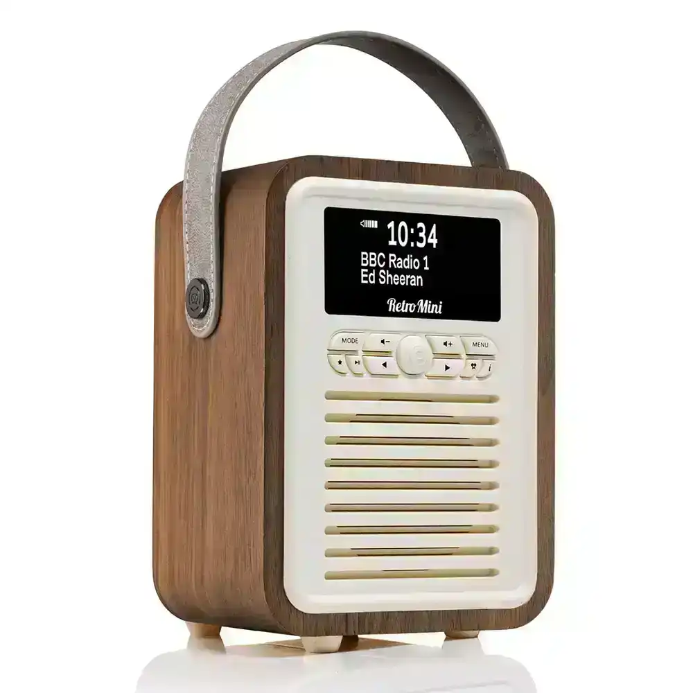 VQ Retro Mini DAB+ Digital FM Portable Radio/Bluetooth Speaker Walnut Audio