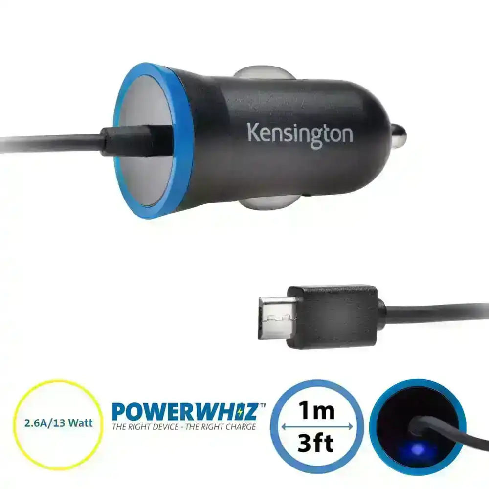 Kensington PowerBolt 2.6A Fast Charge Micro USB Car Charger for Android/Samsung