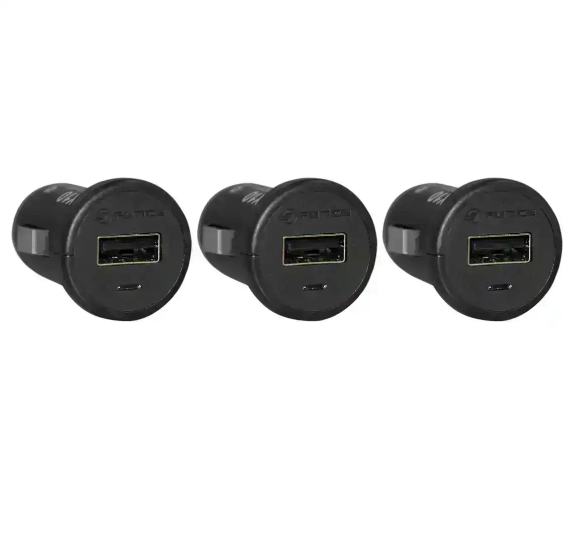 3PK Force 1A USB Car Charger for Android/iPhone/iPad/Tablet/GPS/Smartphones BLK