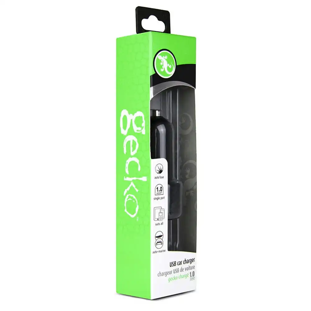 2x Gecko Smart 1.0A USB Car Charger for Smartphones GPS Tablet Dash Camera Black