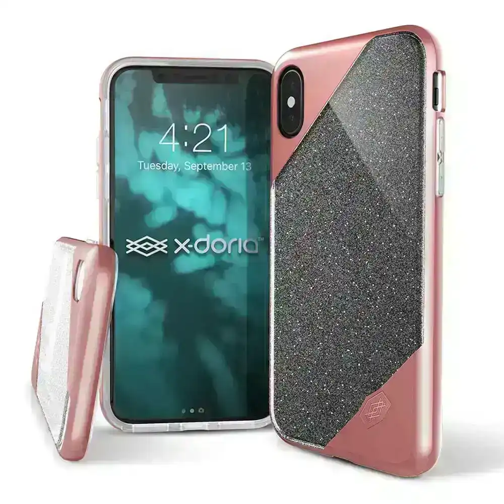 X-Doria Revel Glitter Lux Protection Case Cover for Apple iPhone Xs/X Rose Gold