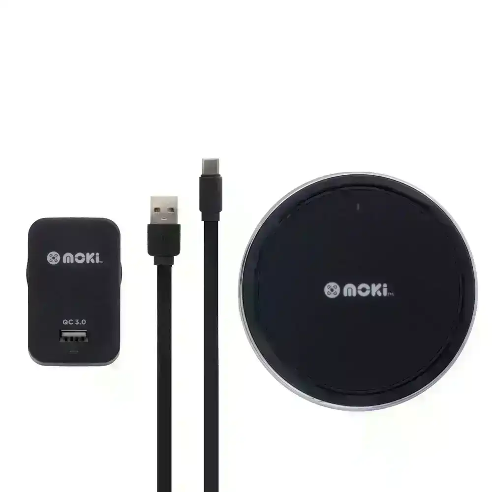 Moki ChargePad Qi Wireless Charging Mat/Pad 10W w/ USB 3.0 Type-C/Wall Charger