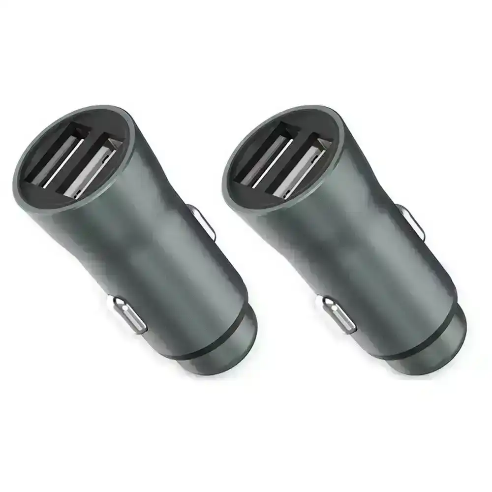 2x Xipin 2.4A Fast Charge Mini Metal Car Charger w/ Dual USB Ports for Phones GY
