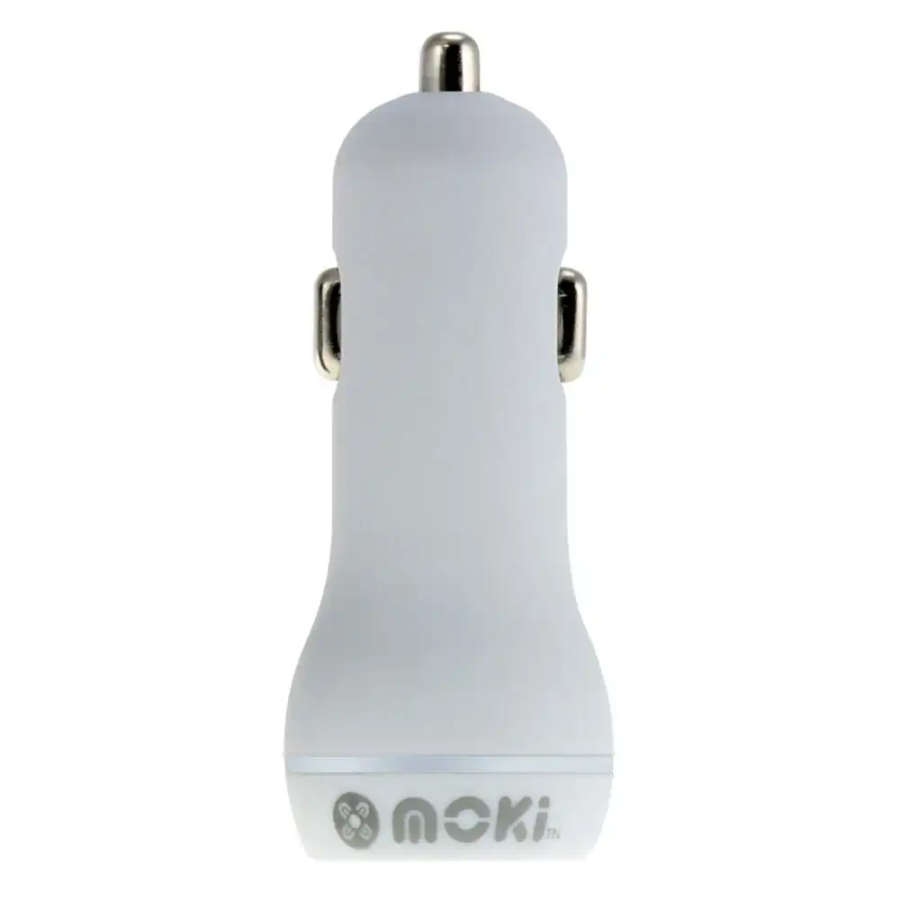Moki Dual Port USB Car Charger Socket 3.4A for Apple iPhone X XS/Samsung LG WHT