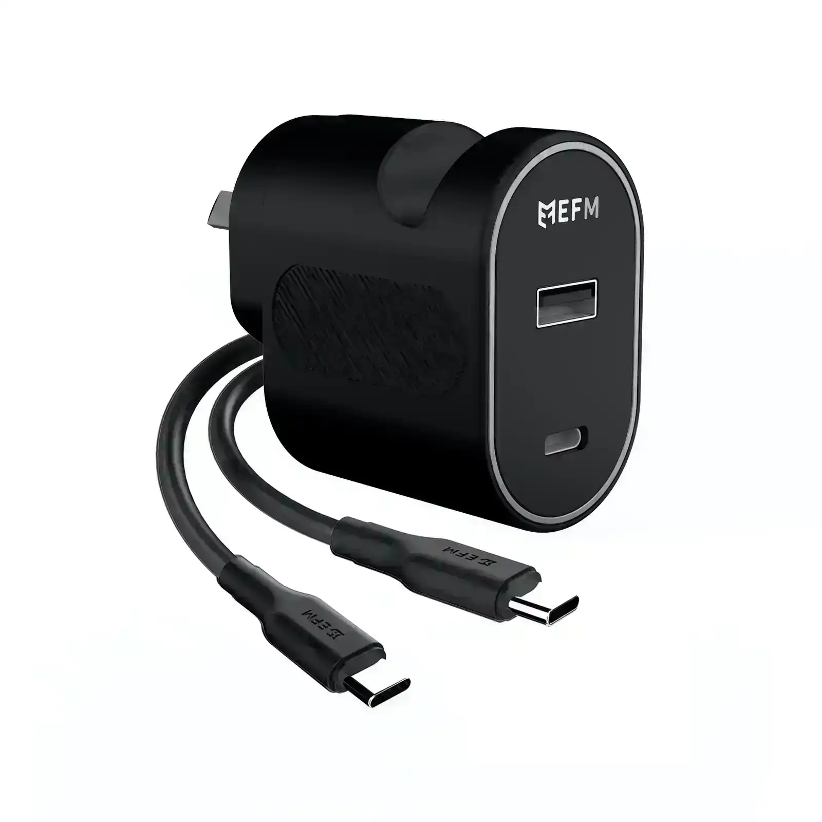EFM 30W Dual Port Wall Charger With 1M Type C to Type C Cable Phone Charger BLK
