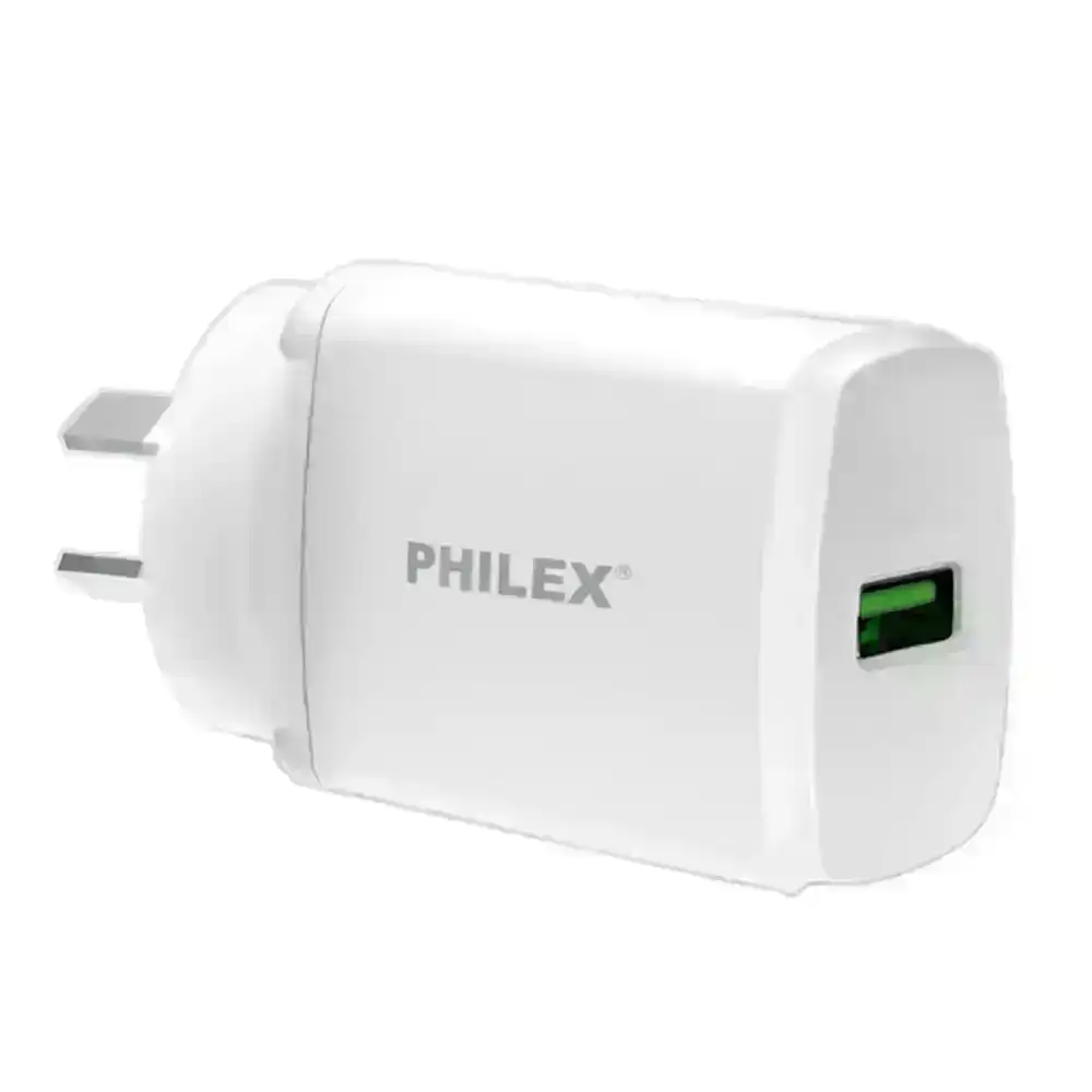 Philex 18W USB Wall Charger for Smartphones iPhone 11/X/XS Samsung S8/S9 LG WHT