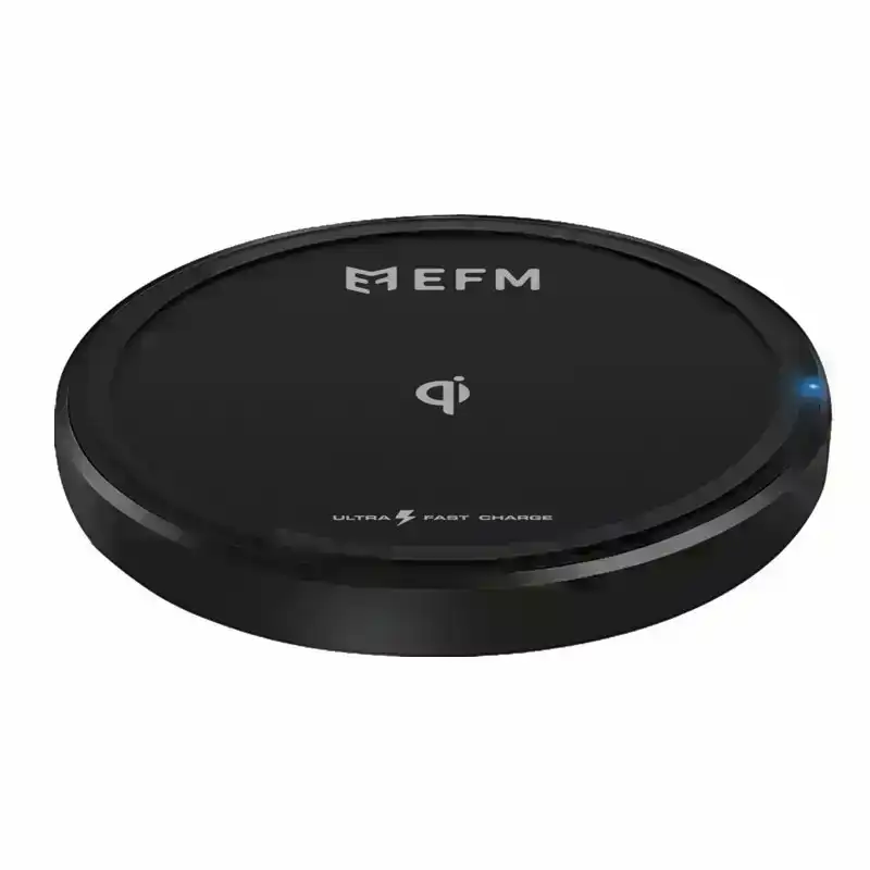 EFM 15W Wireless Charge Pad With USB to Type C Phone Charging Cable Black