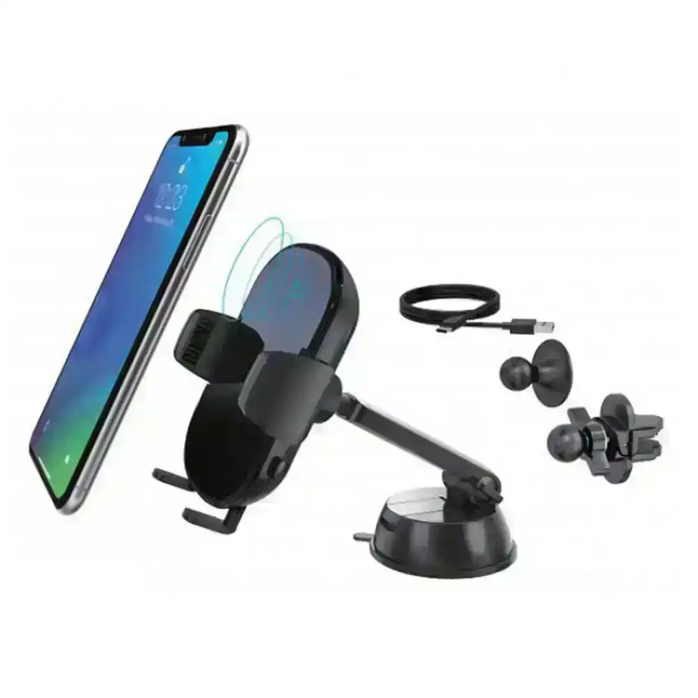 Aerpro 3 Way Car Mount/Holder Fast Charging/Touch Sensor Qi Wireless Charger BLK