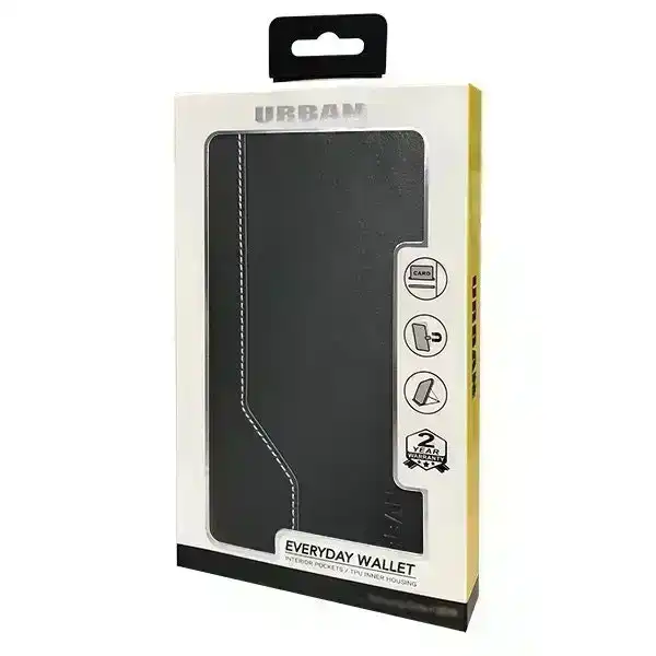 Urban Everyday Wallet Case w/Card Pockets/Magnetic Latch For iPhone 12 Mini BLK