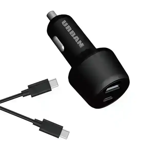 Urban 42W Dual Port Ultra Fast PD Car Charger w/ 1m USB Type C Cable Black